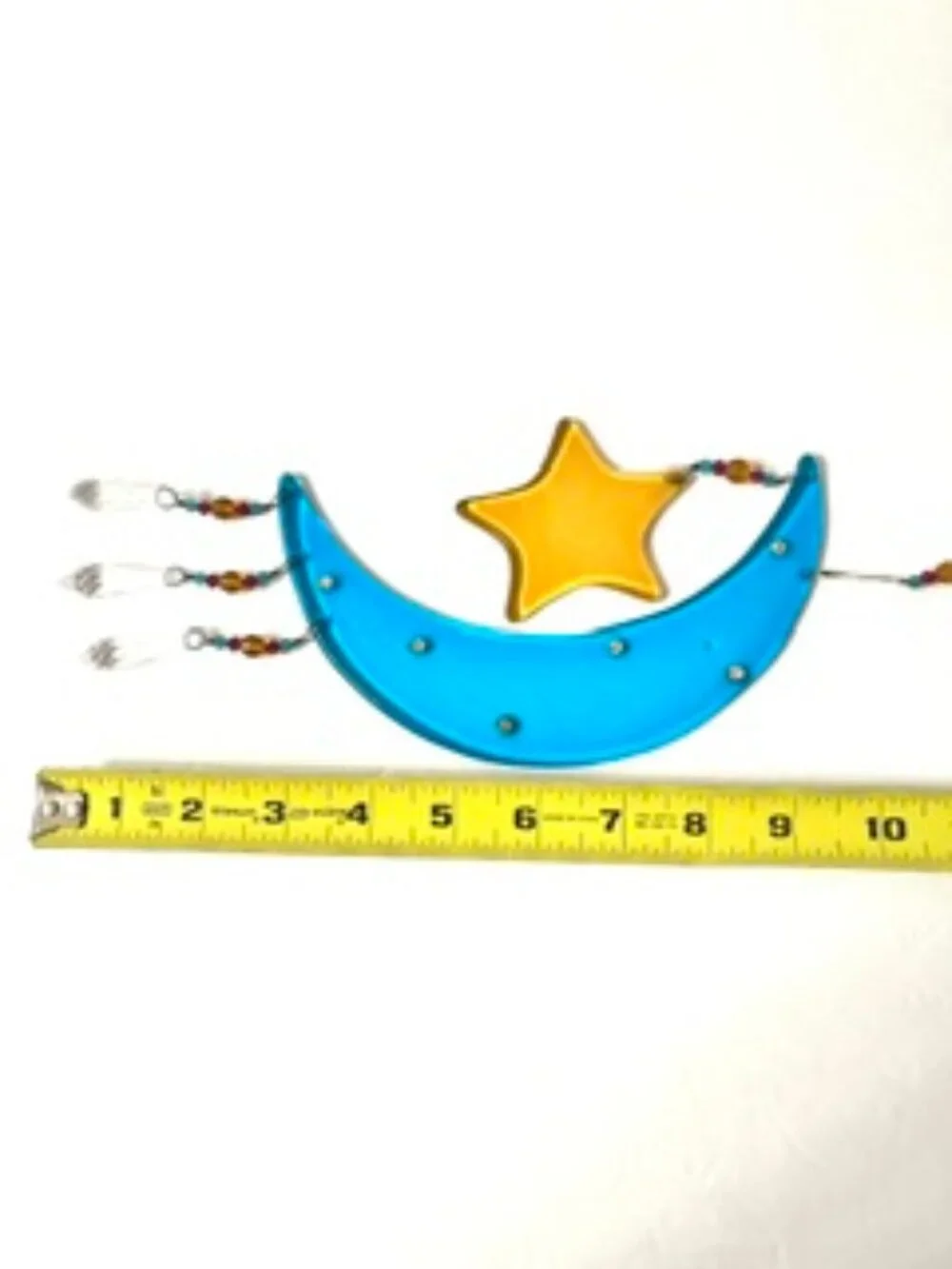 Suncatcher, crescent moon and star with dangling accents